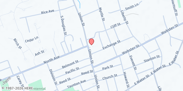 Map showing SVDP/Holy Family Pantry at 403 Union St., Rockland, MA