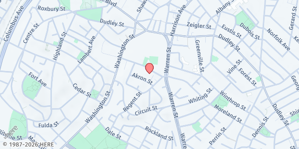 Map showing Bethel Baptist Church at 18 Saint James Street, Roxbury, MA