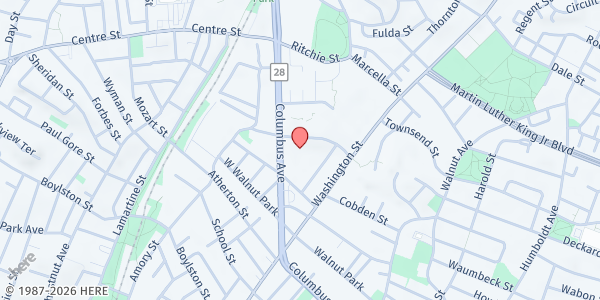 Map showing Boston-Suffolk County Family Resource Center at 56 Dimock Street, Roxbury, MA