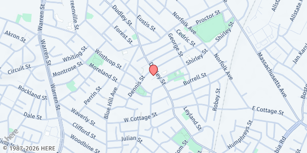 Map showing Children's Services of Roxbury at 473 Dudley Street, Roxbury, MA