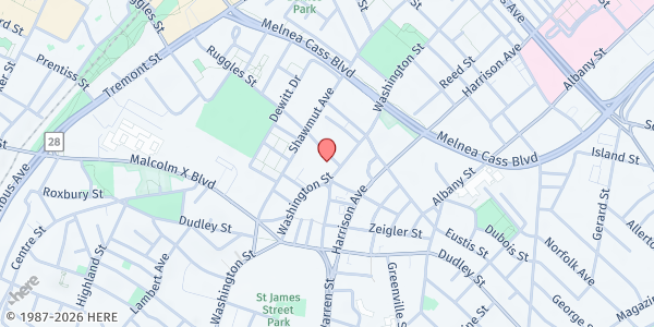 Map showing Daily Table Roxbury at 2201 Washington Street, Roxbury, MA