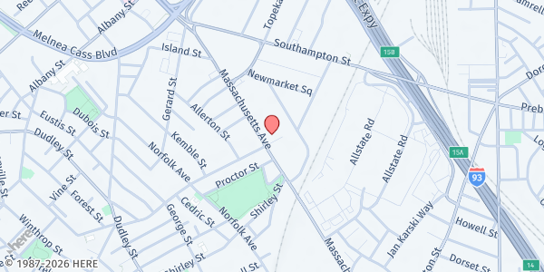 Map showing Ethos La Alianza Hispana Inc - Community Cafe at 1000 Massachusetts Avenue, Roxbury, MA