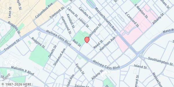 Map showing Ethos Medeiros Center Café at 1960 Washington Street, Roxbury, MA