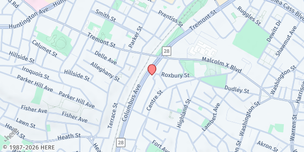 Map showing ICNA Relief Boston - Roxbury at 1234 Columbus Avenue, Roxbury, MA