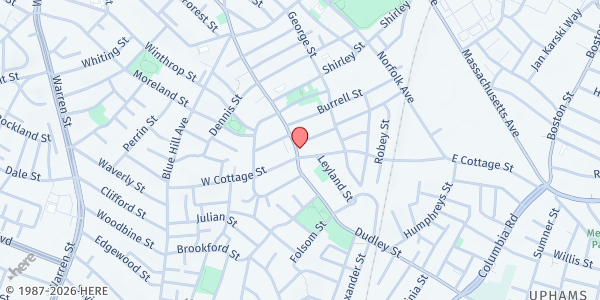 Map showing YMCA Boston Mobile Market - Dudley Food Hub at 550 Dudley Street, Roxbury, MA