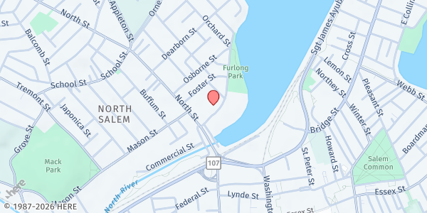 Map showing North Shore Moving Market at 13A Franklin Street, Salem, MA