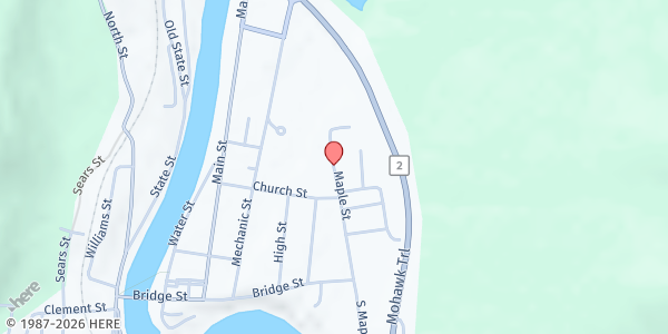 Map showing Community Action! West County Emergency Food Pantry at 51 Maple Street, Shelburne Falls, MA