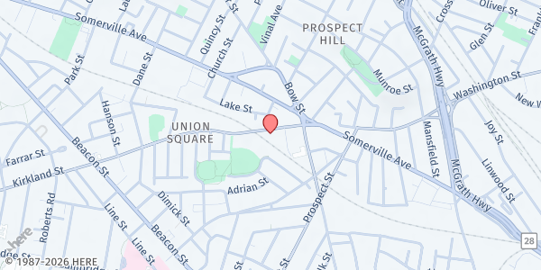 Map showing Catholic Charities Somerville at 270 Washington Street, Somerville, MA