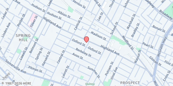 Map showing Mission Church Shepherd's Kitchen at 130 Highland Avenue, Somerville, MA