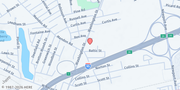 Map showing USCC/St. Theresa at 18 Baltic Street, South Attleboro, MA