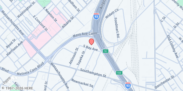 Map showing Greater Boston Food Bank - South Boston at 70 South Bay Avenue, South Boston, MA