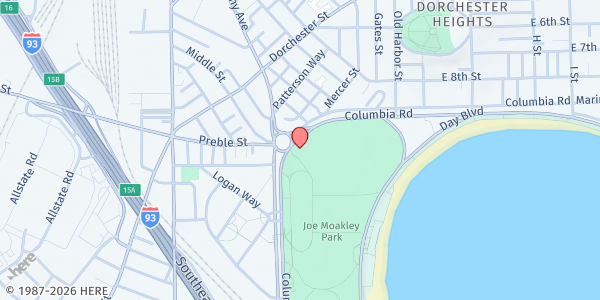 Map showing The Ollie Preschool at 1187 Columbia Road, South Boston, MA