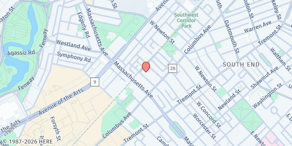 Map showing Ethos TDC/Wellington Café at 23 Wellington Street, South End, MA