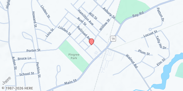 Map showing Acord Food Pantry at 69 Willow St., South Hamilton, MA
