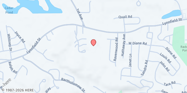 Map showing Chelsea Jewish Foundation Food Pantry - Peabody at 240 Lynnfield Street, South Peabody, MA