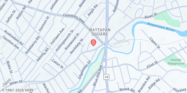 Map showing ABCD Mattapan Family Service Center at 535 River Street, Southern Mattapan, MA