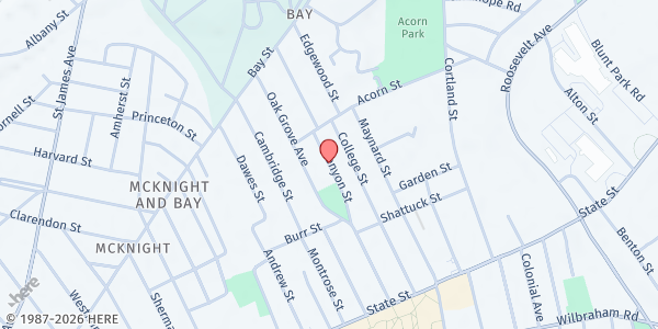 Map showing All Nation Church of God Food Pantry at 67-69 Kenyon Street, Springfield, MA