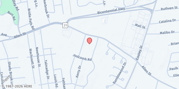 Map showing Allen Street Mobile Food Bank at 1602 Allen Street, Springfield, MA