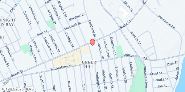 Map showing Ebenezer Missionary Baptist Church Food Pantry at 44 Dearborn St., Springfield, MA