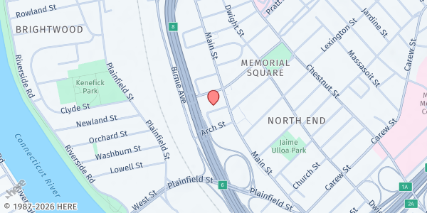 Map showing Gray House at 22 Sheldon Street, Springfield, MA