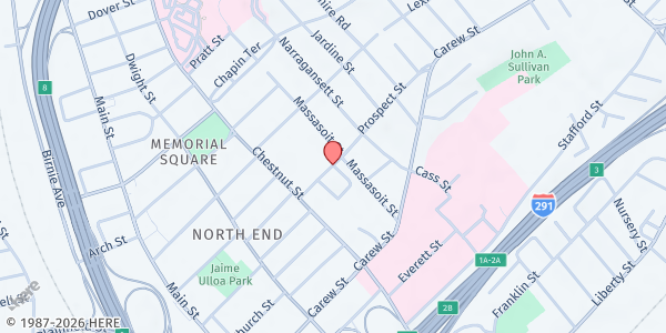 Map showing Holy Redeemer Cathedral Food Pantry at 44 Prospect Street, Springfield, MA