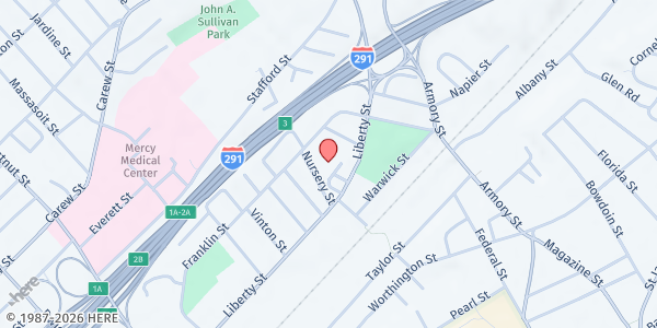 Map showing Home City Housing Mobile Food Bank - Springfield at 7 Halsey Street, Springfield, MA