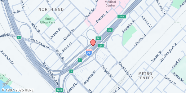 Map showing Independent Housing Seniority House Food Pantry at 307 Chestnut St., Springfield, MA