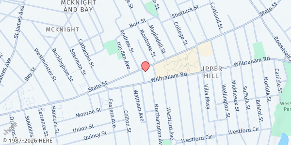 Map showing Martin Luther King Jr. Family Services Food Pantry at 3 Rutland Street, Springfield, MA