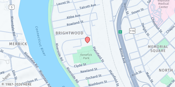 Map showing Pioneer Valley Workers Center People's Pantry at 380 Plainfield St, Springfield, MA