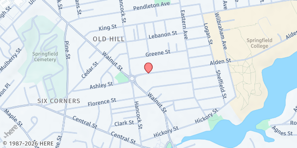 Map showing Spring of Hope Church Of God In Christ Food Pantry at 35 Alden Street, Springfield, MA