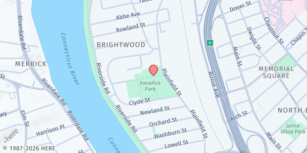 Map showing Springfield Brightwood Mobile Food Bank at 82 Division Street, Springfield, MA