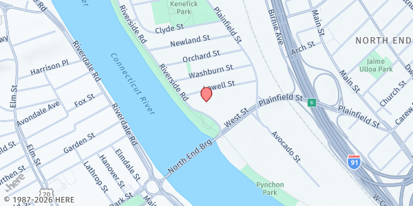 Map showing Springfield Edgewater Brown Bag at 101 Lowell Street, Springfield, MA