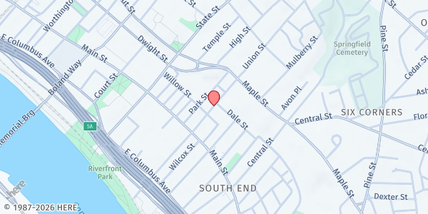 Map showing Springfield South End/Dakin Mobile Food Bank at 171 Union Street, Springfield, MA