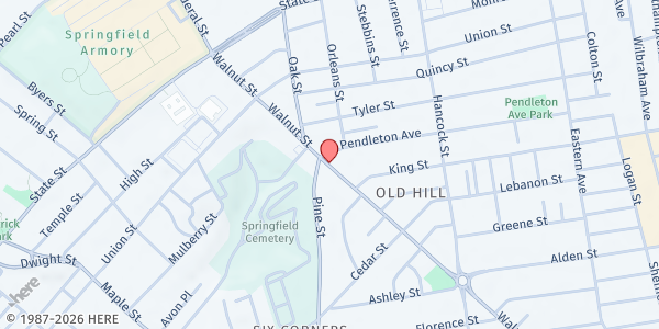 Map showing Third Baptist Church Mobile Food Bank at 149 Walnut Street, Springfield, MA