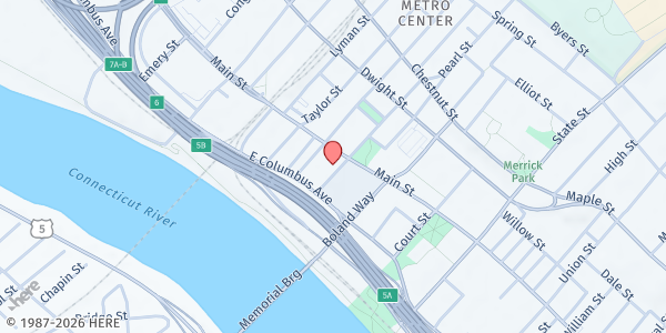 Map showing United Way of Pioneer Valley Springfield Cupboard at 1441 Main Street, Suite 147, Springfield, MA