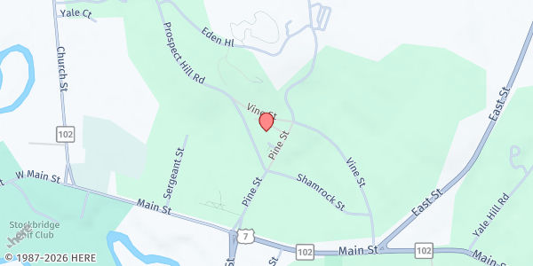Map showing Stockbridge Brown Bag at 5 Pine Street, Stockbridge, MA