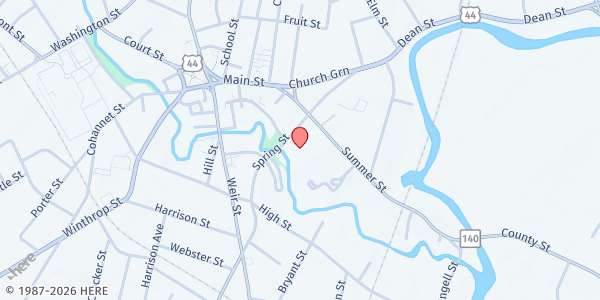 Map showing DTA Taunton Transitional Assistance Office at 21 Spring Street, Taunton, MA