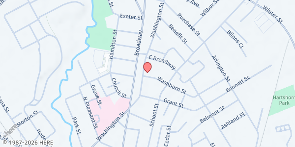 Map showing St. Vincent de Paul Society - Taunton at 141 Washington St, Taunton, MA