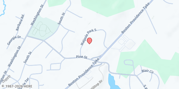 Map showing Walpole Community Food Pantry at 24 Walpole Park South, Walpole, MA