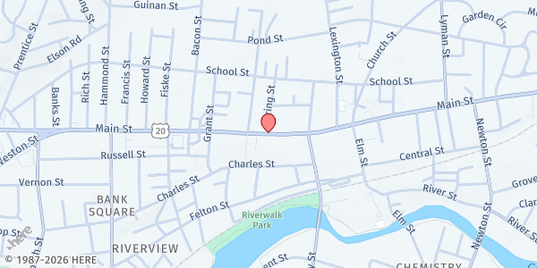 Map showing Salvation Army Waltham at , Waltham, MA