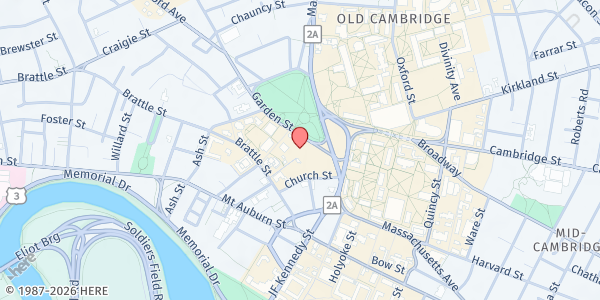 Map showing Christ Church - Harvard Square at 0 Garden Street, West Cambridge, MA