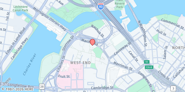 Map showing Brooklyn Food Corps / Brooklyn Rescue (West End) at 65 Martha Road, West End, MA