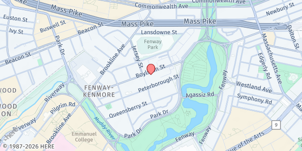 Map showing Fenway Cares West at 1282 Boylston Street, West Fens, MA