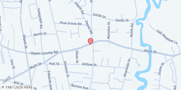 Map showing Cape Cod Council of Churches at 49 Rt. 28, West Harwich, MA