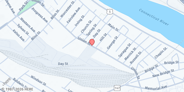 Map showing Victory Temple Food Pantry at 521 Union Street, West Springfield, MA