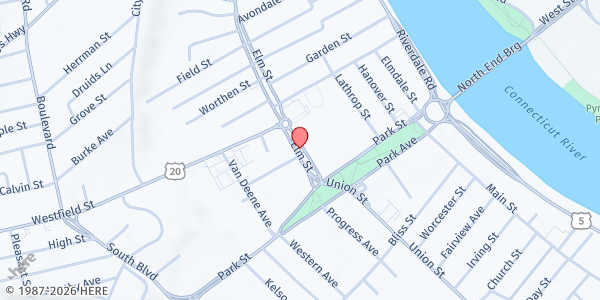 Map showing West Springfield Senior Center at 128 Park Street, West Springfield, MA