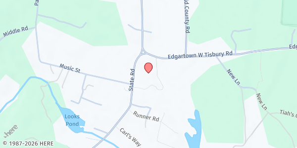 Map showing Up Island Senior Center at 1042 State Road, West Tisbury, MA