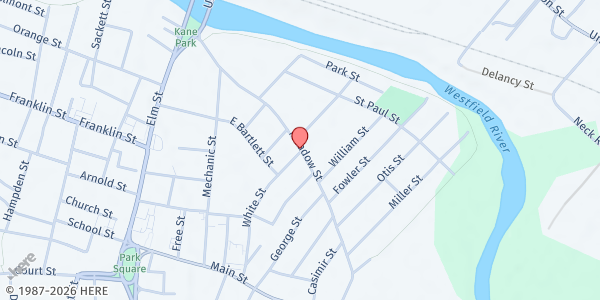 Map showing Greater Westfield Food Pantry at 101 Meadow Street, Westfield, MA