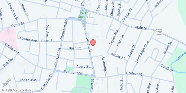 Map showing Westfield Mobile Food Bank at 60 Broad Street, Westfield, MA