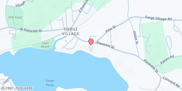 Map showing Westford Food Pantry at 20 Pleasant St, Westford, MA